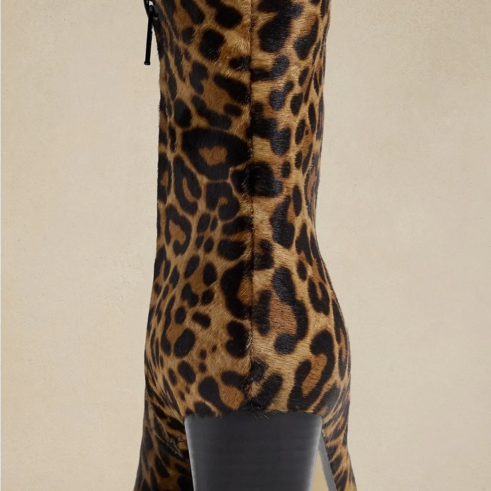 ⭐️❤️Banana Republic calf hair Leopard print Lucca leather ankle boots - Picture 3 of 6